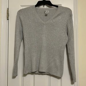 Chico’s sweater with silver metallic thread
